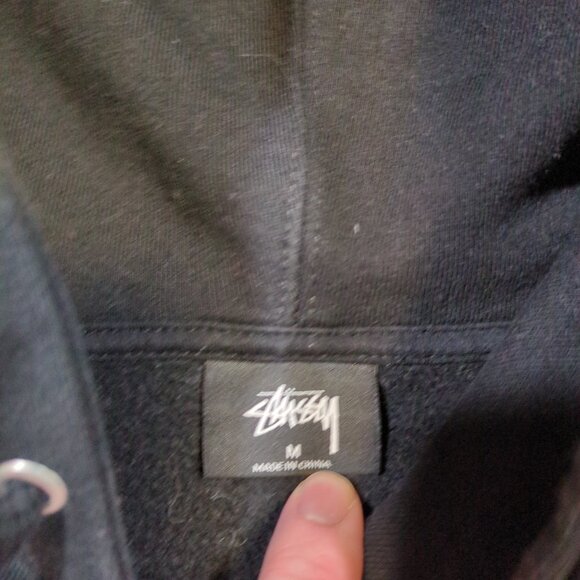Stussy World Tour Graphic Hoodie Men's Medium Pullover Black Blue - Picture 2 of 9